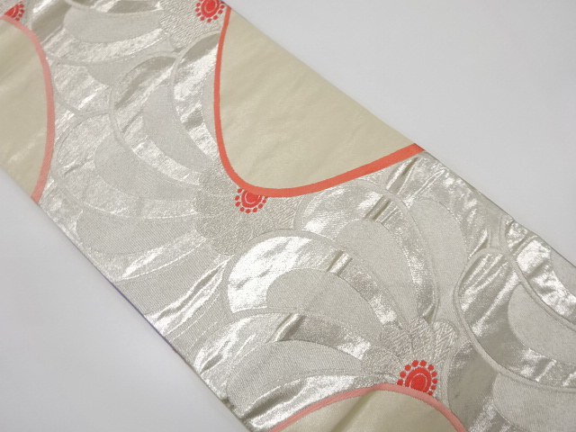 アンティーク　流水に花模様織り出しリバーシブル全通袋帯（材料）